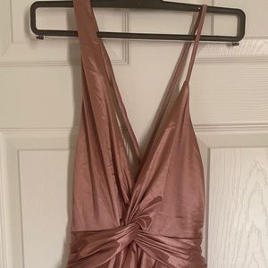 Spaghetti Strap Twisted Satin Mini Dress